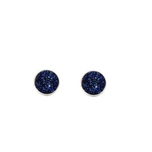 Blue Mineral Crystal Stud Earrings